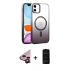 MARSİLYAN™- iPhone 11 Kılıf Ahenk Doku Özel Seri - Siyah 6D Antistatik Mat Seramik Hayalet Nano Ekran Koruyucu + Raze Metal Kamera Lens - SH
