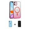 MARSİLYAN™- iPhone 11 Kılıf Ahenk Doku Özel Seri - Siyah 6D Antistatik Mat Seramik Hayalet Nano Ekran Koruyucu + Neon Fosforlu Kamera Lens - MI