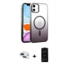 MARSİLYAN™- iPhone 11 Kılıf Ahenk Doku Özel Seri - Siyah 6D Antistatik Mat Seramik Hayalet Nano Ekran Koruyucu + Pers Alüminyum Kamera Lens - LT