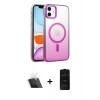 MARSİLYAN™- iPhone 11 Kılıf Ahenk Doku Özel Seri - Siyah 6D Antistatik Mat Seramik Hayalet Nano Ekran Koruyucu + Kamera Lens Koruma Cam - SF