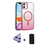 MARSİLYAN™- iPhone 11 Kılıf Ahenk Doku Özel Seri - Siyah 6D Antistatik Mat Seramik Hayalet Nano Ekran Koruyucu + Mor Raze Metal Kamera Lens