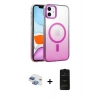 MARSİLYAN™- iPhone 11 Kılıf Ahenk Doku Özel Seri - Siyah 6D Antistatik Mat Seramik Hayalet Nano Ekran Koruyucu + Pers Alüminyum Kamera Lens - GI