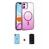 MARSİLYAN™- iPhone 11 Kılıf Ahenk Doku Özel Seri - Siyah 6D Antistatik Mat Seramik Hayalet Nano Ekran Koruyucu + Neon Fosforlu Kamera Lens - MI
