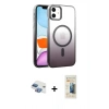 MARSİLYAN™- iPhone 11 Kılıf Ahenk Doku Özel Seri - Siyah 6D Mat Seramik Hayalet Nano Ekran Koruyucu + Pers Alüminyum Kamera Lens - GI