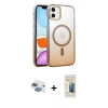 MARSİLYAN™- iPhone 11 Kılıf Ahenk Doku Özel Seri - Siyah 6D Mat Seramik Hayalet Nano Ekran Koruyucu + Pers Alüminyum Kamera Lens - GI