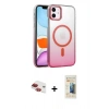 MARSİLYAN™- iPhone 11 Kılıf Ahenk Doku Özel Seri - Siyah 6D Mat Seramik Hayalet Nano Ekran Koruyucu + Pers Alüminyum Kamera Lens - KI
