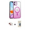 MARSİLYAN™- iPhone 11 Kılıf Ahenk Doku Özel Seri - Siyah 6D Mat Seramik Hayalet Nano Ekran Koruyucu + Pers Alüminyum Kamera Lens - KI