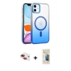 MARSİLYAN™- iPhone 11 Kılıf Ahenk Doku Özel Seri - Siyah 6D Mat Seramik Hayalet Nano Ekran Koruyucu + Pers Alüminyum Kamera Lens - KI