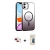 MARSİLYAN™- iPhone 11 Kılıf Ahenk Doku Özel Seri - Siyah 6D Mat Seramik Hayalet Nano Ekran Koruyucu + Pers Alüminyum Kamera Lens - KI