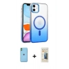 MARSİLYAN™- iPhone 11 Kılıf Ahenk Doku Özel Seri - Siyah 6D Mat Seramik Hayalet Nano Ekran Koruyucu + Neon Fosforlu Kamera Lens - YL