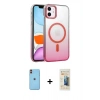 MARSİLYAN™- iPhone 11 Kılıf Ahenk Doku Özel Seri - Siyah 6D Mat Seramik Hayalet Nano Ekran Koruyucu + Neon Fosforlu Kamera Lens - TU