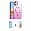 MARSİLYAN™- iPhone 11 Kılıf Ahenk Doku Özel Seri - Siyah 6D Mat Seramik Hayalet Nano Ekran Koruyucu + Neon Fosforlu Kamera Lens - TU