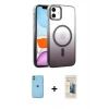 MARSİLYAN™- iPhone 11 Kılıf Ahenk Doku Özel Seri - Siyah 6D Mat Seramik Hayalet Nano Ekran Koruyucu + Neon Fosforlu Kamera Lens - YL