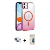 MARSİLYAN™- iPhone 11 Kılıf Ahenk Doku Özel Seri - Siyah 6D Mat Seramik Hayalet Nano Ekran Koruyucu + Pers Alüminyum Kamera Lens - LT