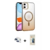 MARSİLYAN™- iPhone 11 Kılıf Ahenk Doku Özel Seri - Siyah 6D Mat Seramik Hayalet Nano Ekran Koruyucu + Pers Alüminyum Kamera Lens - LT