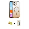 MARSİLYAN™- iPhone 11 Kılıf Ahenk Doku Özel Seri - Siyah 6D Mat Seramik Hayalet Nano Ekran Koruyucu + Rainbow Kamera Lens Koruma Cam - KI