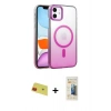 MARSİLYAN™- iPhone 11 Kılıf Ahenk Doku Özel Seri - Siyah 6D Mat Seramik Hayalet Nano Ekran Koruyucu + Rainbow Kamera Lens Koruma Cam - KI