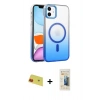 MARSİLYAN™- iPhone 11 Kılıf Ahenk Doku Özel Seri - Siyah 6D Mat Seramik Hayalet Nano Ekran Koruyucu + Rainbow Kamera Lens Koruma Cam - KI