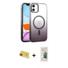 MARSİLYAN™- iPhone 11 Kılıf Ahenk Doku Özel Seri - Siyah 6D Mat Seramik Hayalet Nano Ekran Koruyucu + Rainbow Kamera Lens Koruma Cam - KI