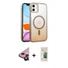 MARSİLYAN™- iPhone 11 Kılıf Ahenk Doku Özel Seri - Siyah 6D Mat Seramik Hayalet Nano Ekran Koruyucu + Raze Metal Kamera Lens - SH