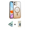 MARSİLYAN™- iPhone 11 Kılıf Ahenk Doku Özel Seri - Siyah 6D Mat Seramik Hayalet Nano Ekran Koruyucu + Raze Metal Kamera Lens - MI