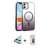 MARSİLYAN™- iPhone 11 Kılıf Ahenk Doku Özel Seri - Siyah 6D Mat Seramik Hayalet Nano Ekran Koruyucu + Raze Metal Kamera Lens - MI