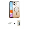 MARSİLYAN™- iPhone 11 Kılıf Ahenk Doku Özel Seri - Siyah 6D Mat Seramik Hayalet Nano Ekran Koruyucu + Renkli Kamera Lens Koruma Cam - SI