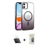 MARSİLYAN™- iPhone 11 Kılıf Ahenk Doku Özel Seri - Siyah 6D Mat Seramik Hayalet Nano Ekran Koruyucu + Kamera Lens Koruma Cam - SF