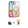 MARSİLYAN™- iPhone 11 Kılıf Ahenk Doku Özel Seri - Siyah 6D Mat Seramik Hayalet Nano Ekran Koruyucu + Kamera Lens Koruma Cam - SF