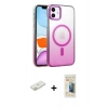 MARSİLYAN™- iPhone 11 Kılıf Ahenk Doku Özel Seri - Siyah 6D Mat Seramik Hayalet Nano Ekran Koruyucu + Turuncu Renkli Kamera Lens Koruma Cam