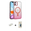 MARSİLYAN™- iPhone 11 Kılıf Ahenk Doku Özel Seri - Siyah 6D Mat Seramik Hayalet Nano Ekran Koruyucu + Turuncu Renkli Kamera Lens Koruma Cam