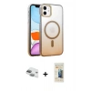 MARSİLYAN™- iPhone 11 Kılıf Ahenk Doku Özel Seri - Siyah 6D Mat Seramik Hayalet Nano Ekran Koruyucu + Pers Alüminyum Kamera Lens - YL