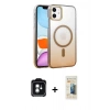 MARSİLYAN™- iPhone 11 Kılıf Ahenk Doku Özel Seri - Siyah 6D Mat Seramik Hayalet Nano Ekran Koruyucu + PVD Metal Kamera Lens - YL