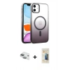 MARSİLYAN™- iPhone 11 Kılıf Ahenk Doku Özel Seri - Siyah 6D Mat Seramik Hayalet Nano Ekran Koruyucu + Pers Alüminyum Kamera Lens - YL