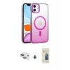MARSİLYAN™- iPhone 11 Kılıf Ahenk Doku Özel Seri - Siyah 6D Mat Seramik Hayalet Nano Ekran Koruyucu + Pers Alüminyum Kamera Lens - YL