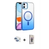 MARSİLYAN™- iPhone 11 Kılıf Ahenk Doku Özel Seri - Siyah Bilvis 3D Cam Ekran Koruyucu + Pers Alüminyum Kamera Lens - GI