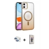 MARSİLYAN™- iPhone 11 Kılıf Ahenk Doku Özel Seri - Siyah Bilvis 3D Cam Ekran Koruyucu + Pers Alüminyum Kamera Lens - GI