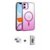 MARSİLYAN™- iPhone 11 Kılıf Ahenk Doku Özel Seri - Siyah Bilvis 3D Cam Ekran Koruyucu + Pers Alüminyum Kamera Lens - GI