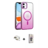 MARSİLYAN™- iPhone 11 Kılıf Ahenk Doku Özel Seri - Siyah Bilvis 3D Cam Ekran Koruyucu + Gold Pers Alüminyum Kamera Lens
