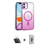 MARSİLYAN™- iPhone 11 Kılıf Ahenk Doku Özel Seri - Siyah Bilvis 3D Cam Ekran Koruyucu + Kamera Lens Koruma Cam - SF