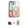 MARSİLYAN™- iPhone 11 Kılıf Ahenk Doku Özel Seri - Siyah Bilvis 3D Cam Ekran Koruyucu + Kamera Lens Koruma Cam - SF