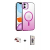 MARSİLYAN™- iPhone 11 Kılıf Ahenk Doku Özel Seri - Siyah Bilvis 3D Cam Ekran Koruyucu + Pers Alüminyum Kamera Lens - KI