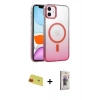 MARSİLYAN™- iPhone 11 Kılıf Ahenk Doku Özel Seri - Siyah Bilvis 3D Cam Ekran Koruyucu + Rainbow Kamera Lens Koruma Cam - KI