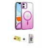 MARSİLYAN™- iPhone 11 Kılıf Ahenk Doku Özel Seri - Siyah Bilvis 3D Cam Ekran Koruyucu + Rainbow Kamera Lens Koruma Cam - KI