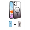 MARSİLYAN™- iPhone 11 Kılıf Ahenk Doku Özel Seri - Siyah Bilvis 3D Cam Ekran Koruyucu + Neon Fosforlu Kamera Lens - MI