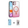MARSİLYAN™- iPhone 11 Kılıf Ahenk Doku Özel Seri - Siyah Bilvis 3D Cam Ekran Koruyucu + Neon Fosforlu Kamera Lens - MI