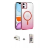 MARSİLYAN™- iPhone 11 Kılıf Ahenk Doku Özel Seri - Siyah Bilvis 3D Cam Ekran Koruyucu + Pers Alüminyum Kamera Lens - GD