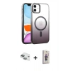 MARSİLYAN™- iPhone 11 Kılıf Ahenk Doku Özel Seri - Siyah Bilvis 3D Cam Ekran Koruyucu + Pers Alüminyum Kamera Lens - YL