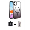 MARSİLYAN™- iPhone 11 Kılıf Ahenk Doku Özel Seri - Siyah Bilvis 3D Cam Ekran Koruyucu + PVD Metal Kamera Lens - SH