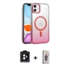 MARSİLYAN™- iPhone 11 Kılıf Ahenk Doku Özel Seri - Siyah Bilvis 3D Cam Ekran Koruyucu + PVD Metal Kamera Lens - SH